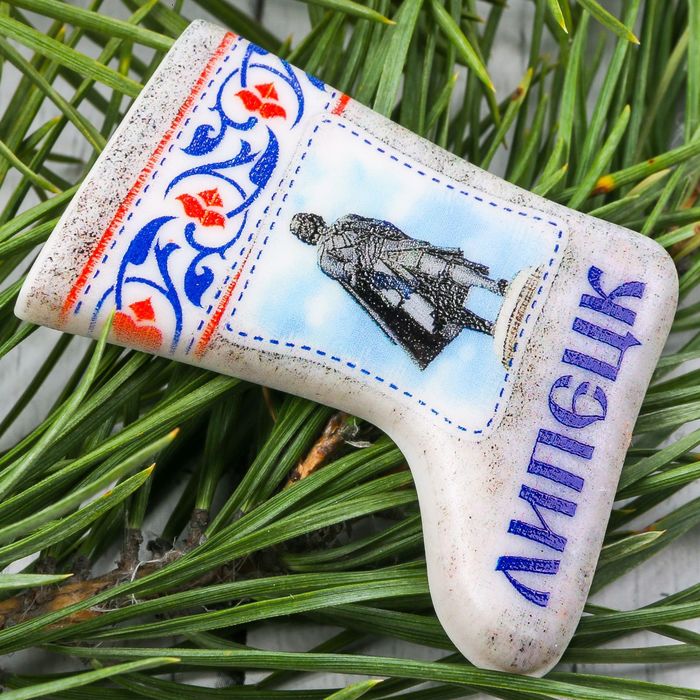 Магнит в форме валенка «Липецк. Петр I», 5,2 х 3,3 см