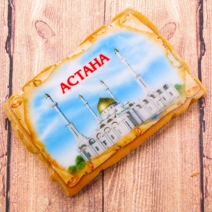 Магнит в форме фрески «Астана. Мечеть Нур Астана»