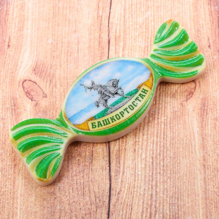 Магнит в форме конфетки «Башкортостан. Салават Юлаев», 8 х 3 см