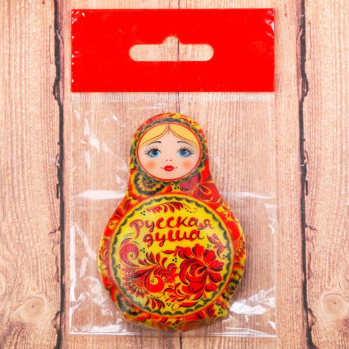 Магнит в форме матрешки "Русская душа. Хохлома", 7,7*5,4 см