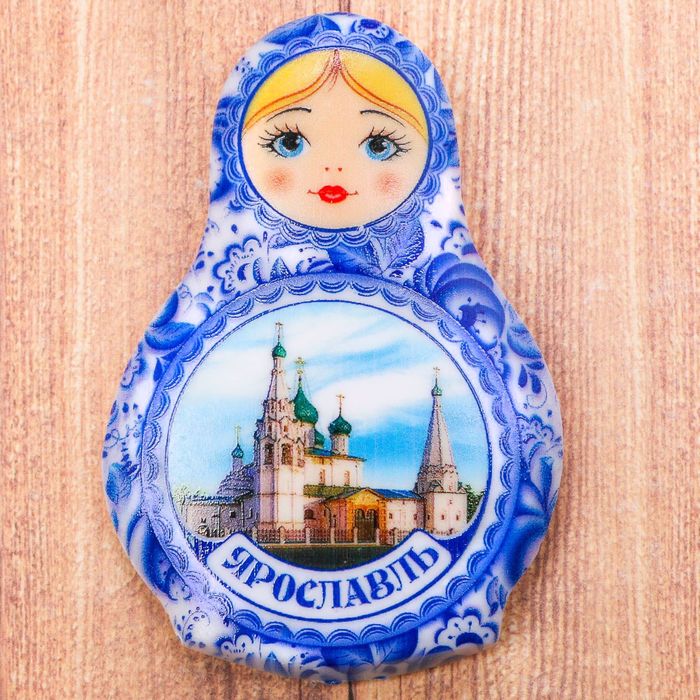 Магнит в форме матрешки "Ярославль", 7,7*5,4 см