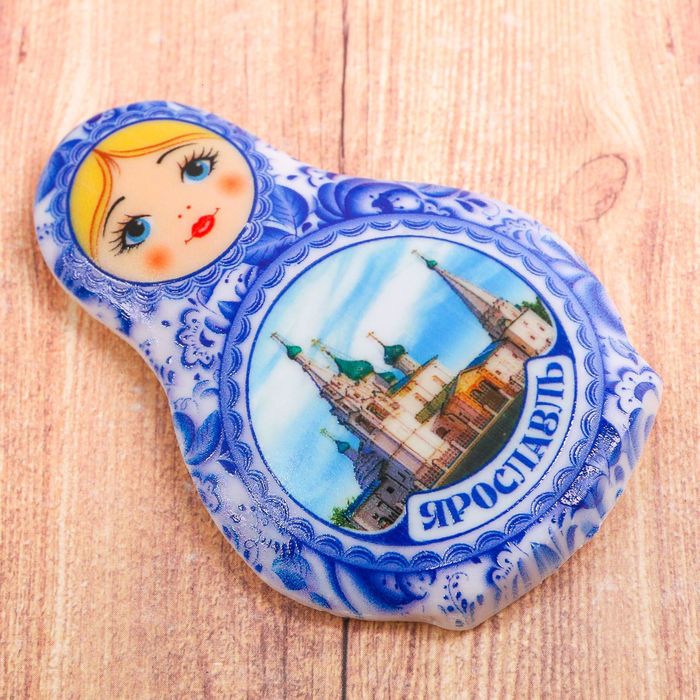 Магнит в форме матрешки "Ярославль", 7,7*5,4 см
