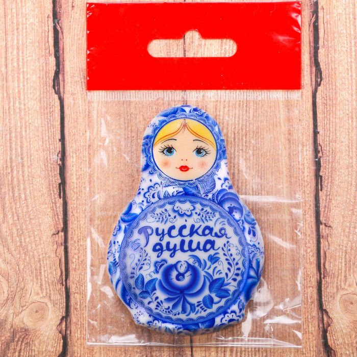 Магнит в форме матрешки "Русская душа. Гжель", 7,7*5,4 см