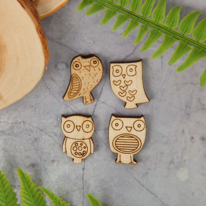 Декоративный элемент для творчества "Совята" набор 4 шт., 1х2 мм и 2х2 см