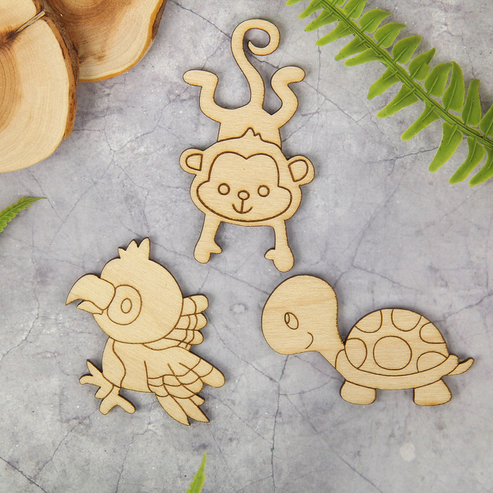 Декоративный элемент для творчества "Мини-животные-1"(набор 3 шт) 3х5 см, 2х7 см, 4х6 см