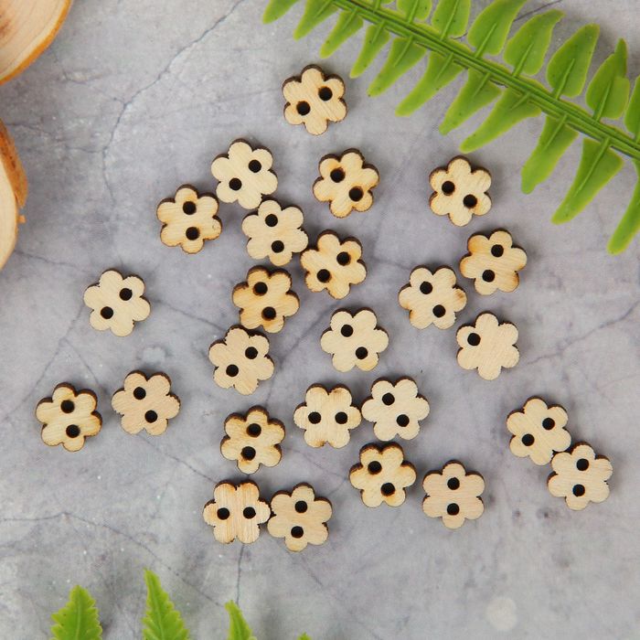 Пуговицы из фанеры "Цветочки" набор 25 шт., d=10 мм