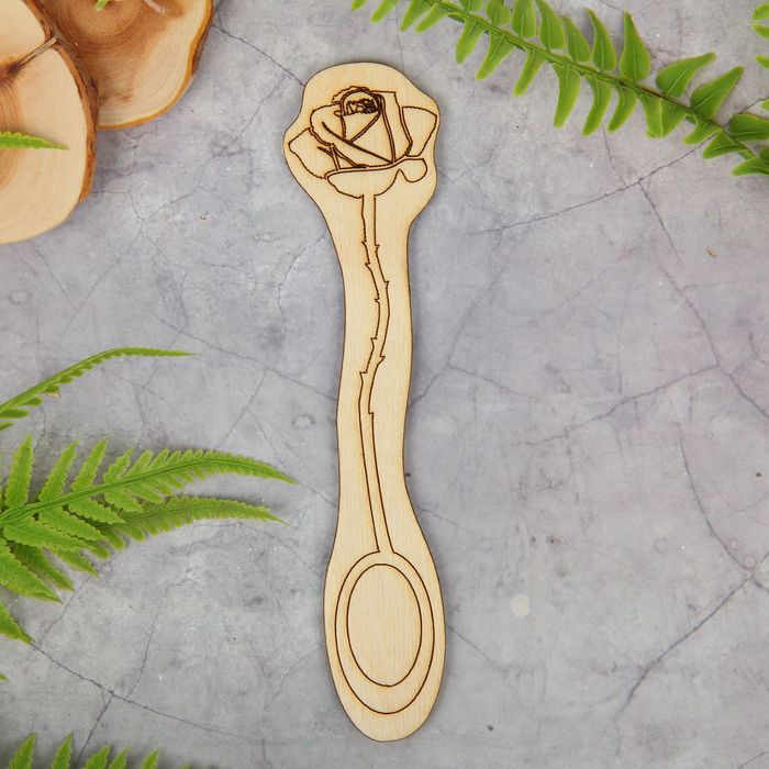 Панно из фанеры для творчества "Ложечка с розой" 3,5х15 см