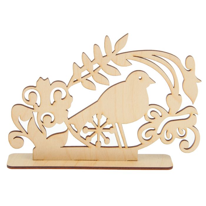 Фигурка для декора из фанеры на подставке "Птица в саду" 18,7х13,3 см  (набор 2 детали)