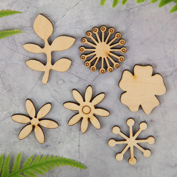 Декоративный элемент для творчества "Великолепные цветы" набор 6 шт,  d=3 cм