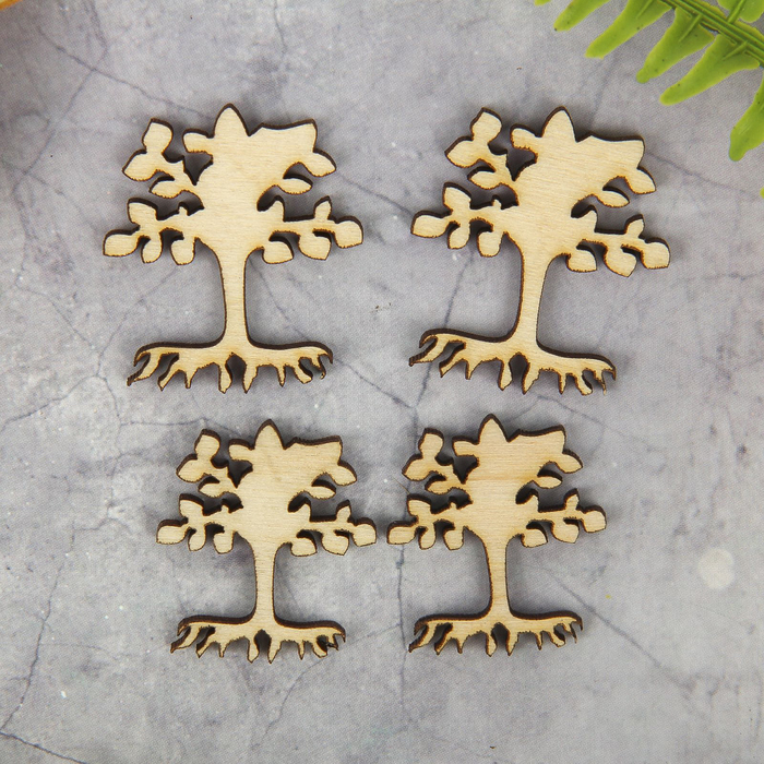 Декоративный элемент для творчества "Деревья в цвету" набор 4 шт, 3х4 см и 3,5х4,5 см