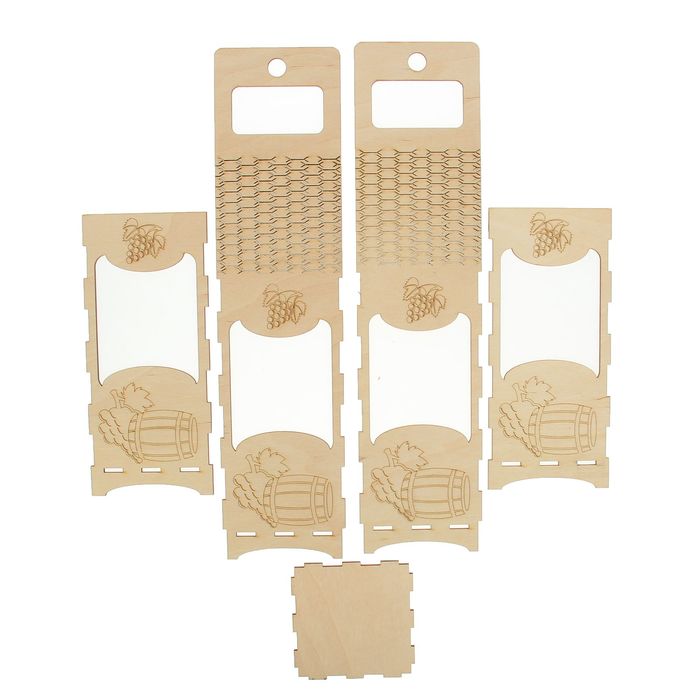 Заготовка для декора "Подарочная упаковка под бутылку №1" 9,7х39,6 см (набор 5 деталей)