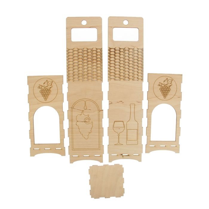 Заготовка для декора "Подарочная упаковка под бутылку №4" 9,7х39,6 см (набор 5 деталей)