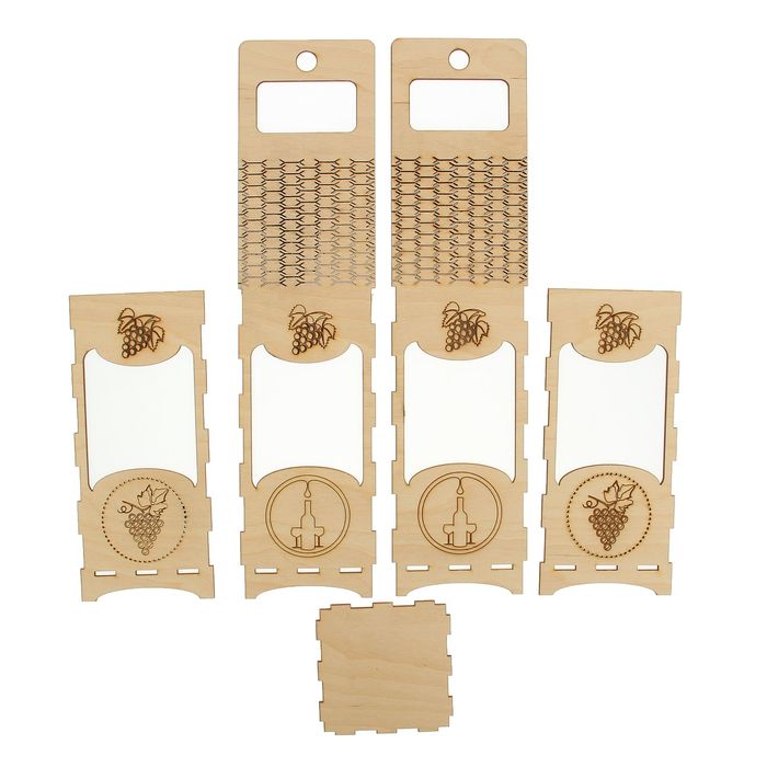 Заготовка для декора "Подарочная упаковка под бутылку №5" 9,7х39,6 см (набор 5 деталей)