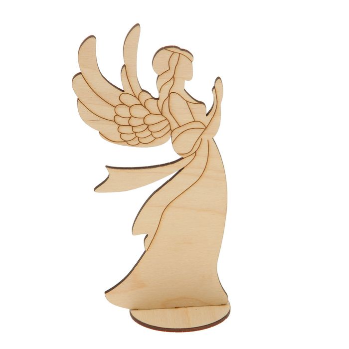 Фигурка для декора из фанеры на подставке "Нежный ангел" 10,6х21,9 см (набор 2 детали)