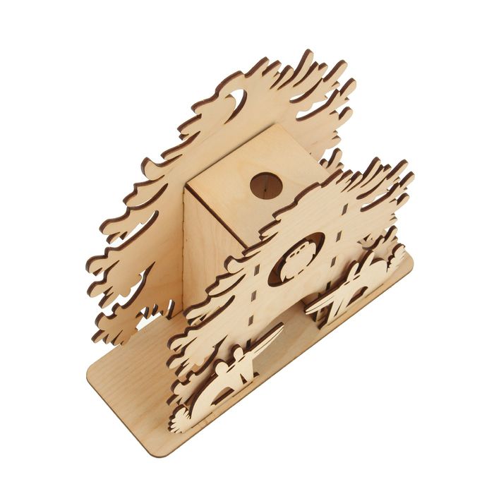 Чайный домик из фанеры "Елки и волки" 24х24,5х8,5 см (набор 8 деталей)