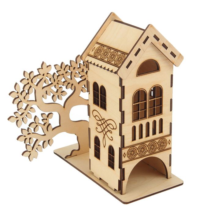 Чайный домик из фанеры "У вяза" 23х20х16 см (набор 10 деталей)