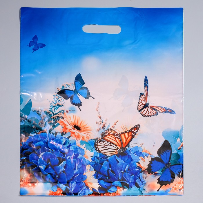 Пакет "Бархатные бабочки", полиэтиленовый с вырубной ручкой, 40х50 см, 45 мкм