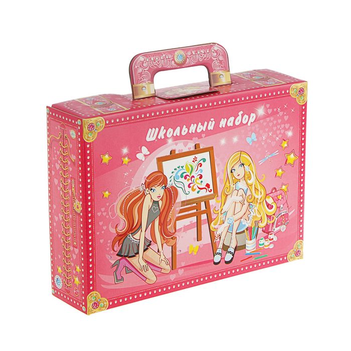 Коробка для школьного набора, розовая, 320х230х75мм