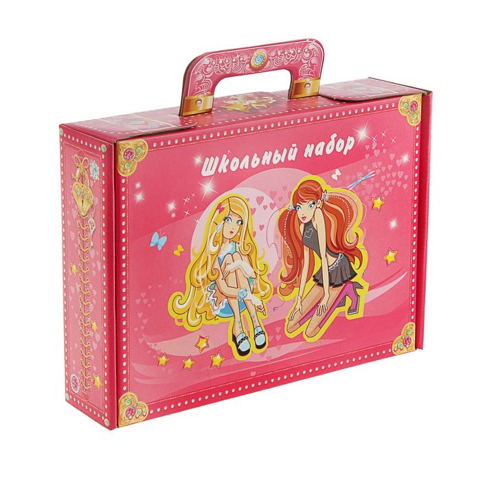 Коробка для школьного набора, розовая, 320х230х75мм