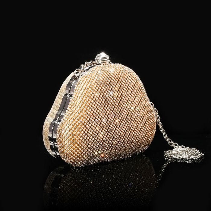 Клатч женский на фермуаре, 1 отдел, цепочка, цвет золотой