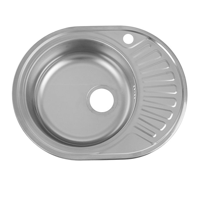 Мойка кухонная "Кромрус", врезная, без сифона, 45х57 см, левая, нержавеющая сталь 0.6 мм