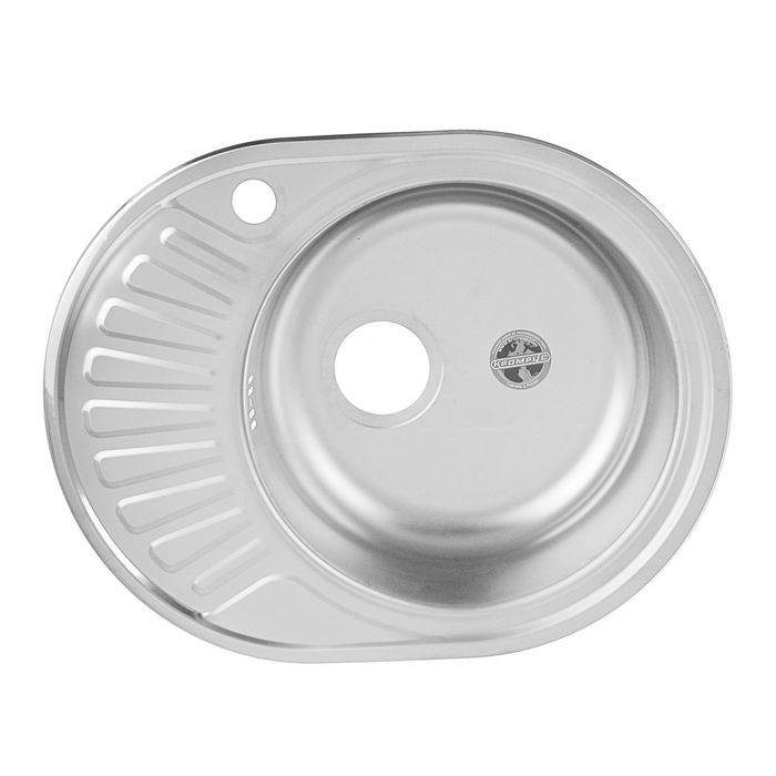 Мойка кухонная "Кромрус", врезная, без сифона, 45х57 см, правая, нержавеющая сталь 0.6 мм