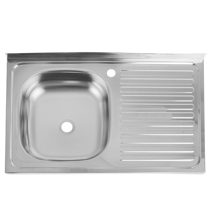 Мойка кухонная "Кромрус", накладная, без сифона, 50х80 см, левая, нержавеющая сталь 0.4 мм