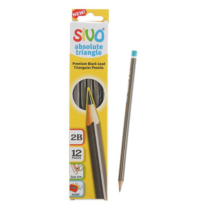 Карандаш чернографитный Sivo Absolute 2B Trio /треуг.кор/ ПОДАРОК: ластик+точилка SV-6010A15
