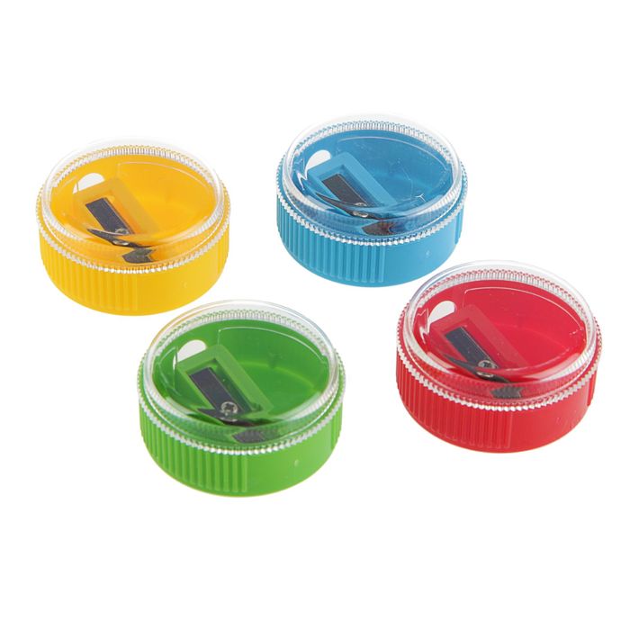 Точилка 1 отверстие с контейнером Sivo микс*4 цвета SV-6034TD