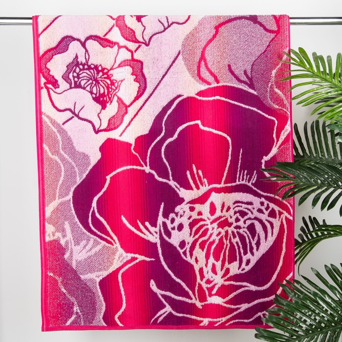 Полотенце махровое Авангард 70x140см, 3289, Маки, Хлопок, 420 гр/м2