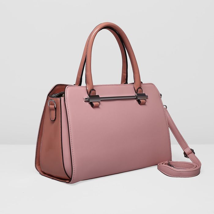 Сумка женская на молнии, 1 отдел, наружный карман, длинный ремень, цвет розовый