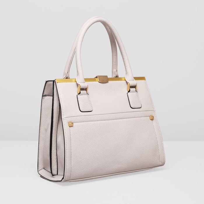 Сумка женская на молнии, 2 отдела, наружный карман, цвет бежевый