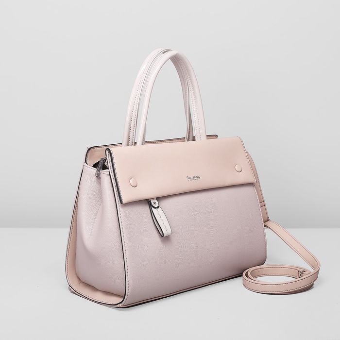 Сумка женская на молнии, 2 отдела, 2 наружных кармана, длинный ремень, цвет молочный