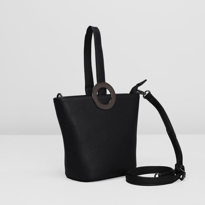 Сумка женская на молнии, 1 отдел, длинный ремень, цвет чёрный