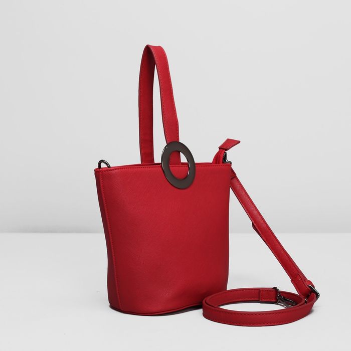 Сумка женская на молнии, 1 отдел, длинный ремень, цвет красный