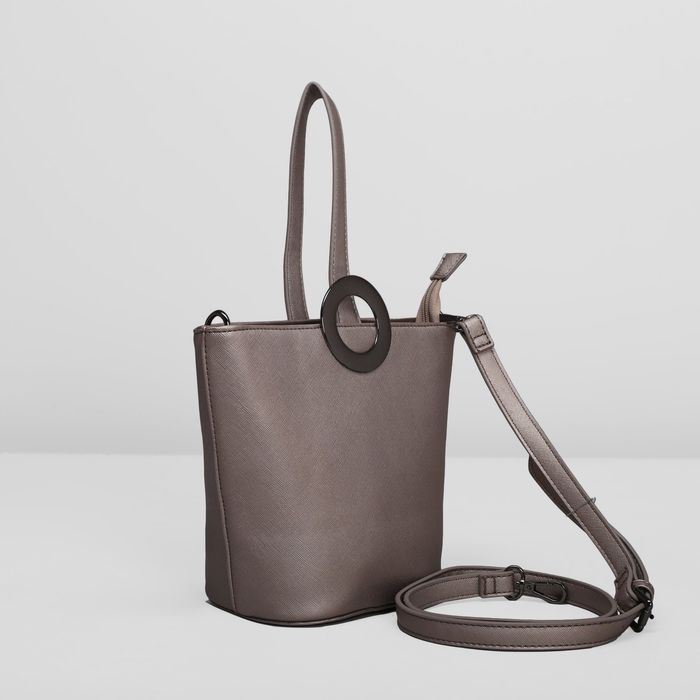 Сумка женская на молнии, 1 отдел, длинный ремень, цвет бронзовый