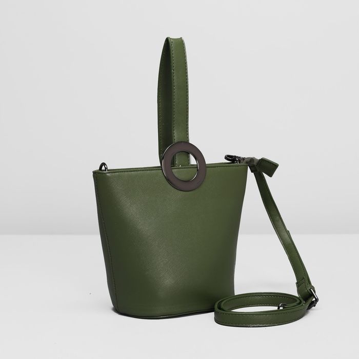 Сумка женская на молнии, 1 отдел, длинный ремень, цвет зелёный