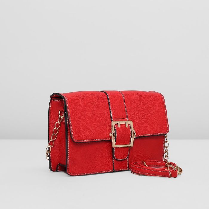 Сумка женская на клапане, 1отдел, наружный карман, цепочка, цвет красный