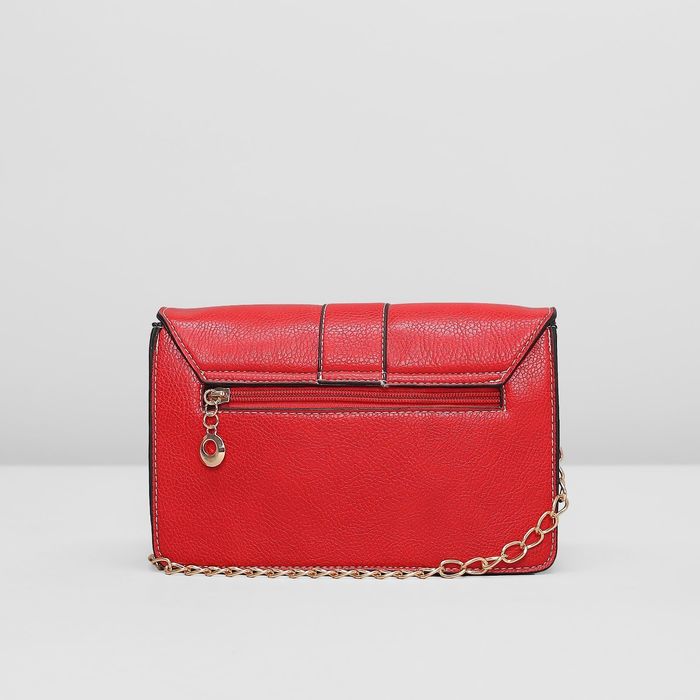 Сумка женская на клапане, 1отдел, наружный карман, цепочка, цвет красный