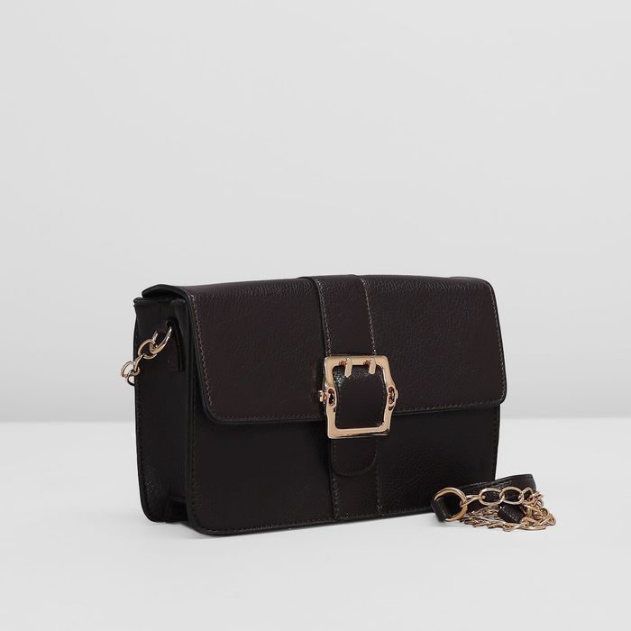 Сумка женская на клапане, 1отдел, наружный карман, цепочка, цвет коричневый
