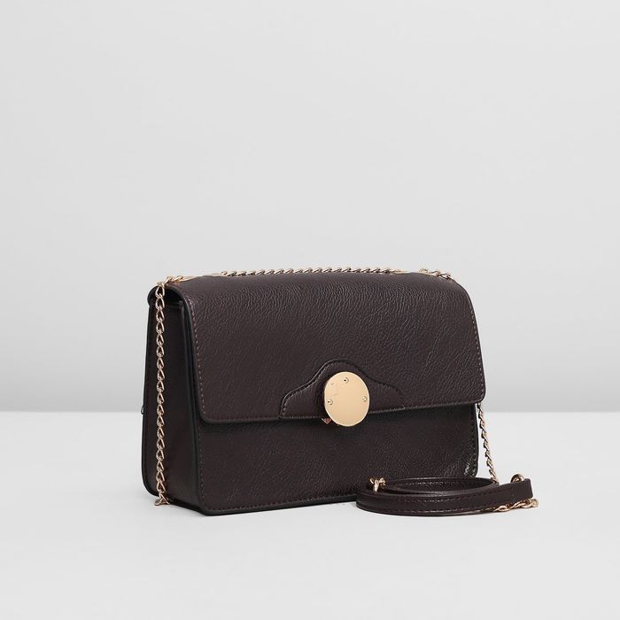 Сумка женская на клапане, 1отдел, наружный карман, цепочка, цвет коричневый