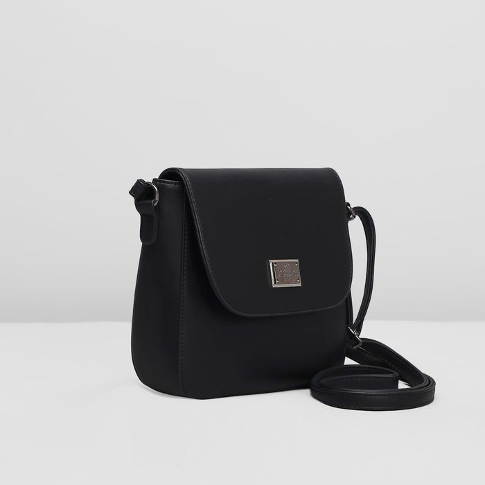 Сумка женская на молнии, 1 отдел, длинный ремень, наружный карман, цвет чёрный
