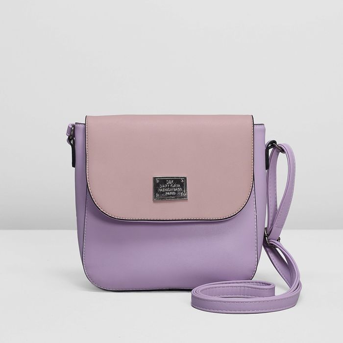 Сумка женская на молнии, 1 отдел, длинный ремень, наружный карман, цвет сиреневый