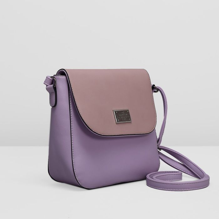 Сумка женская на молнии, 1 отдел, длинный ремень, наружный карман, цвет сиреневый