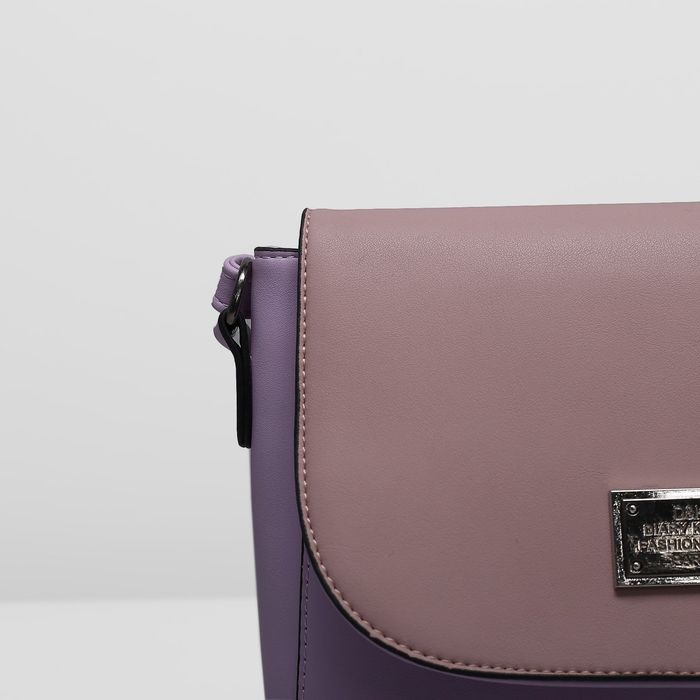 Сумка женская на молнии, 1 отдел, длинный ремень, наружный карман, цвет сиреневый