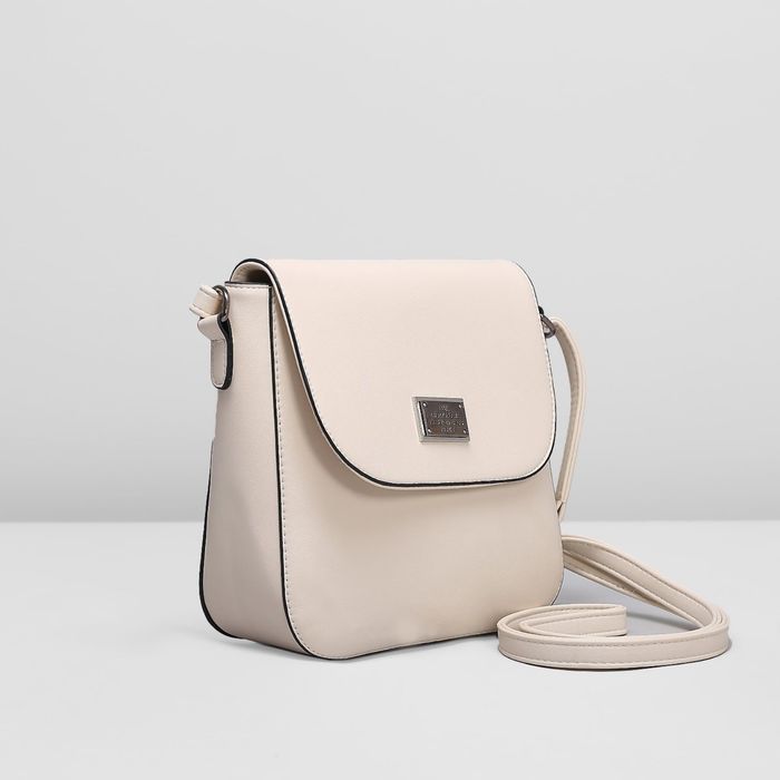 Сумка женская на молнии, 1 отдел, длинный ремень, наружный карман, цвет молочный