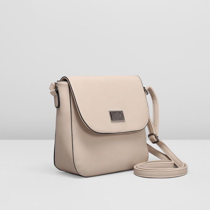 Сумка женская на молнии, 1 отдел, длинный ремень, наружный карман, цвет бежевый