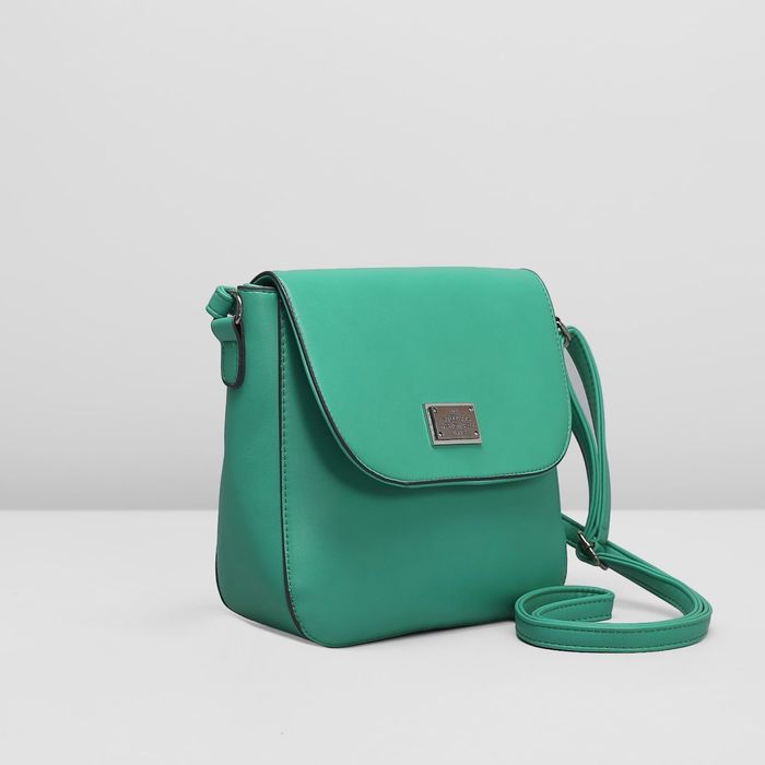 Сумка женская на молнии, 1 отдел, длинный ремень, наружный карман, цвет зелёный