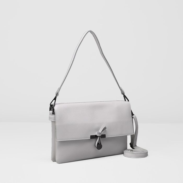 Клатч женский на молнии, 3 отдела, наружный карман, регулируемый ремень, цвет белый