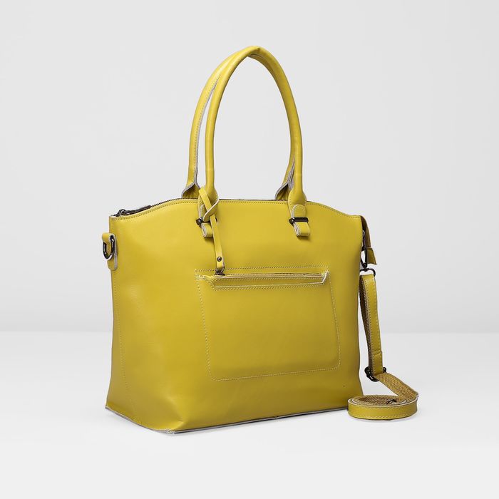 Сумка женская на молнии, 1 отдел с перегородкой, 2 наружных кармана, длинный ремень, цвет жёлтый